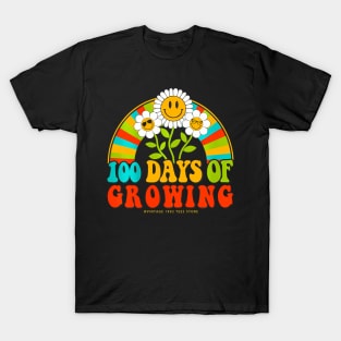 Groovy 100 Days Of School Teacher Kids 100 Days Of Growing T-Shirt